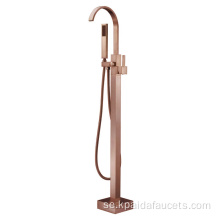 Rose Gold Bathtub Floorstanding Shower Taps